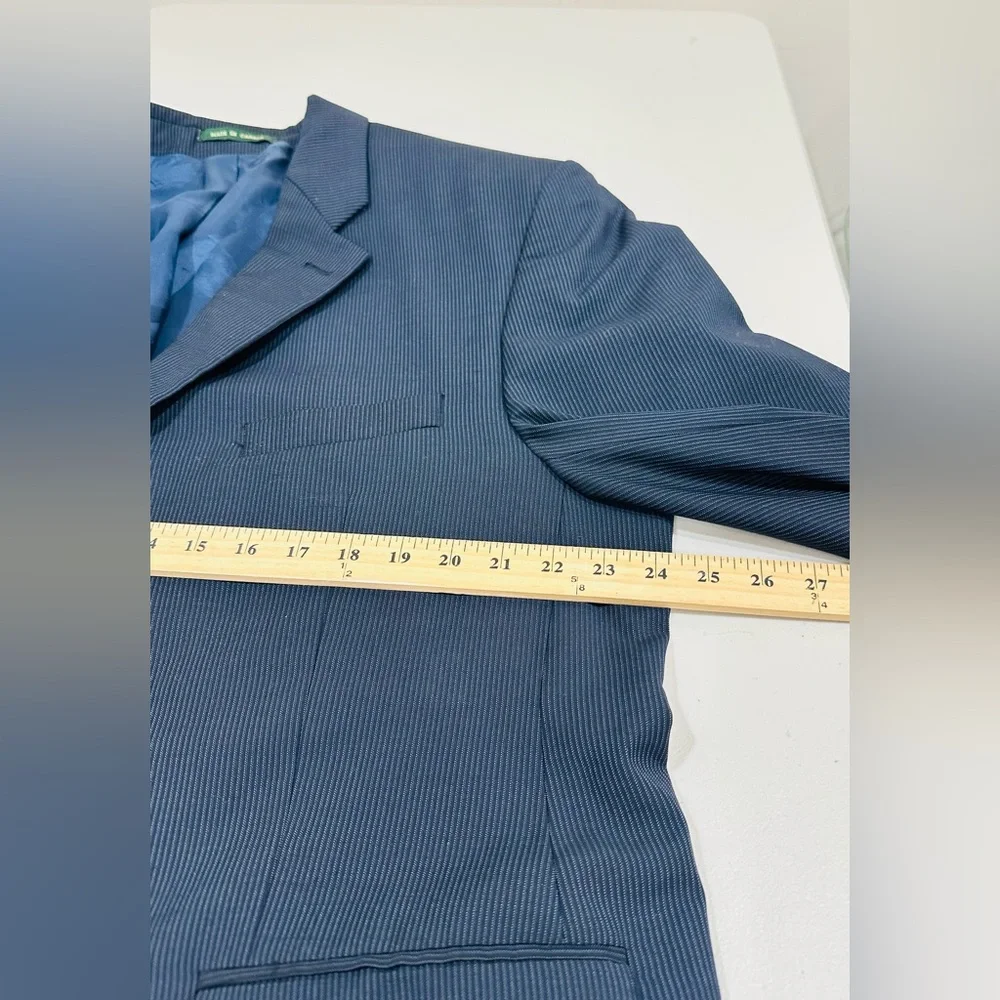 Ralph Ralph Laruen 46L Navy Blue 100% Wool Mens‎ Blazer Sport Coat Ribbed